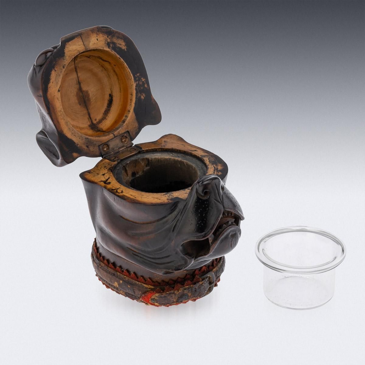 photo buy 19th Century Victorian Lignum Vitae Bulldog Inkwell