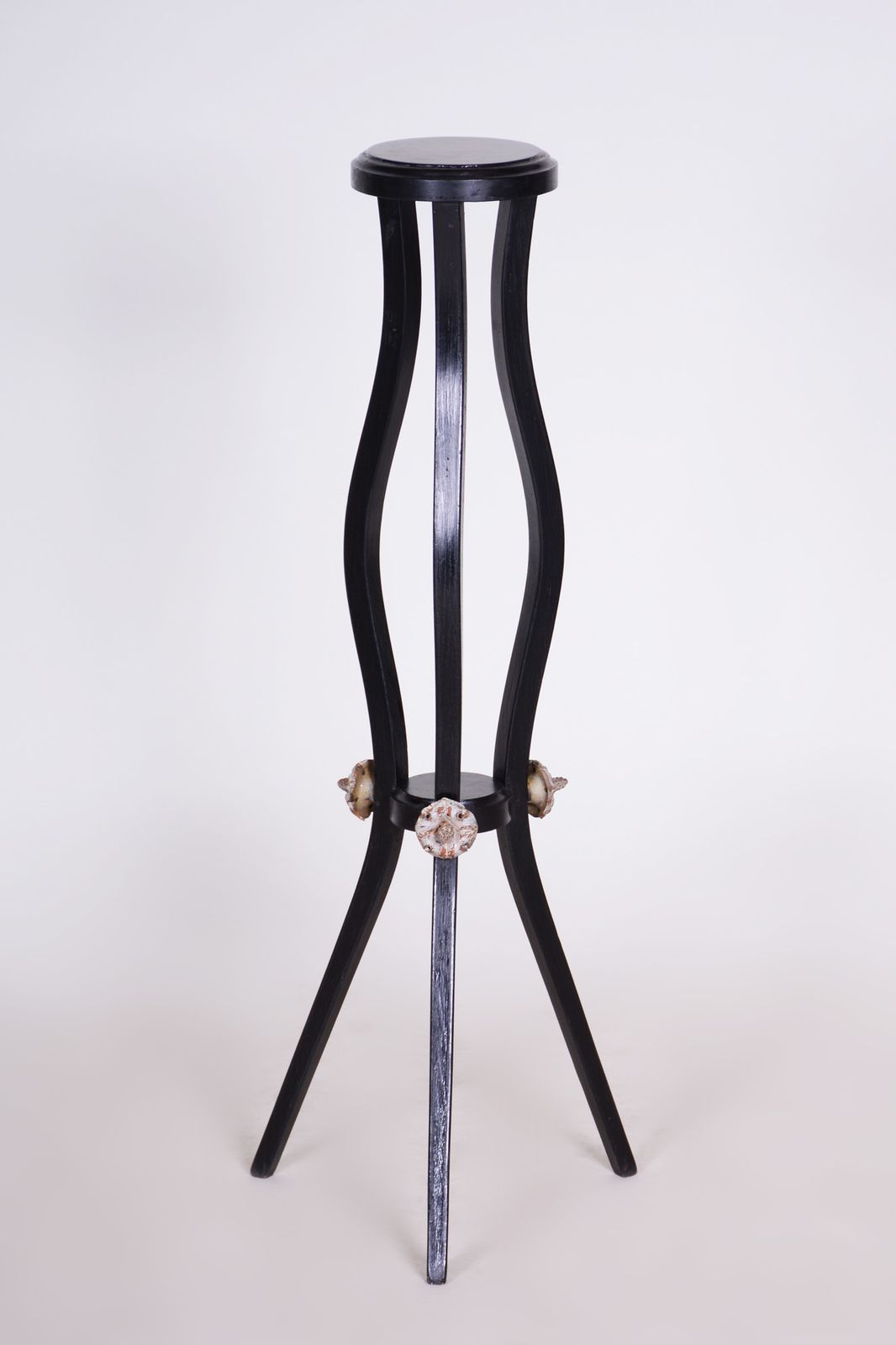 Black Empire Era Pedestal Made In Austria, 1800s. Original Condition, Pearwood.