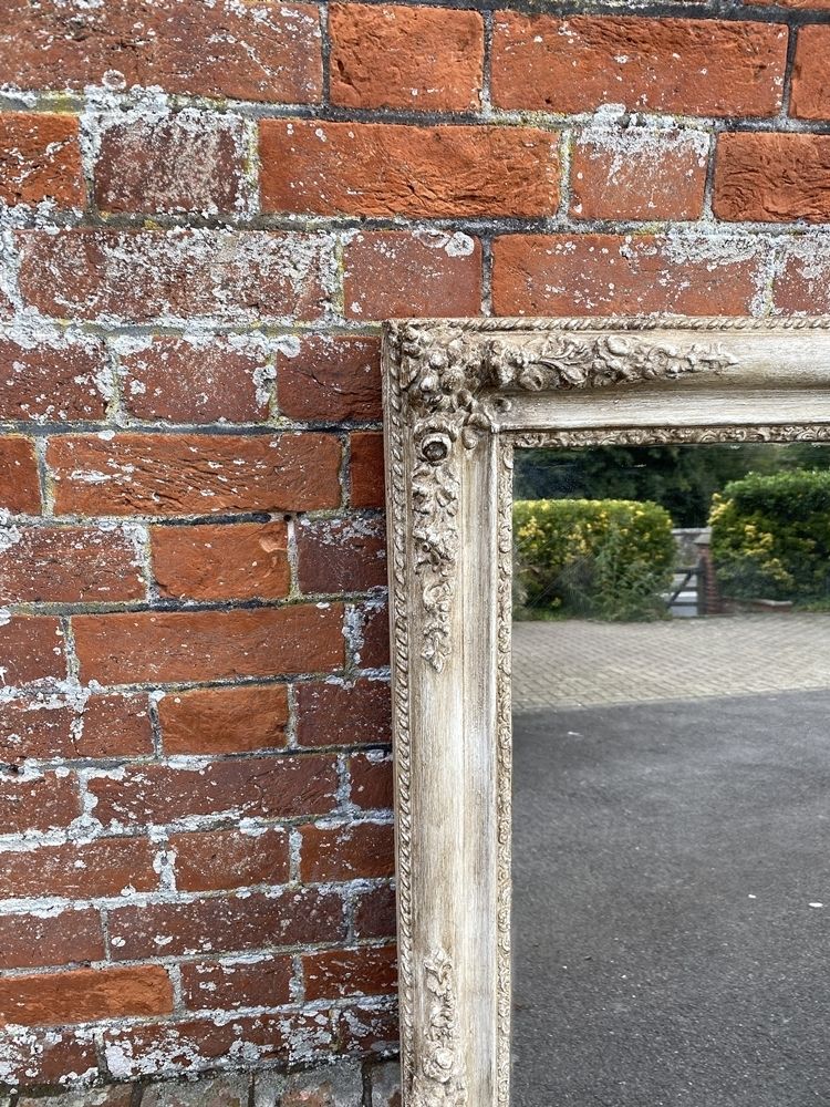 A Fabulous Large Antique French 19th Century Carved Wood & Gesso Painted Mirror photo for sale
