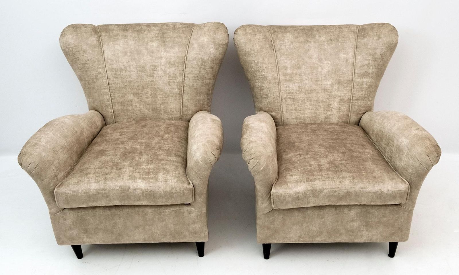 Pair Of Gio Ponti Mid Century Modern Italian Vintage Velvet Armchairs For Isa photo Furniture