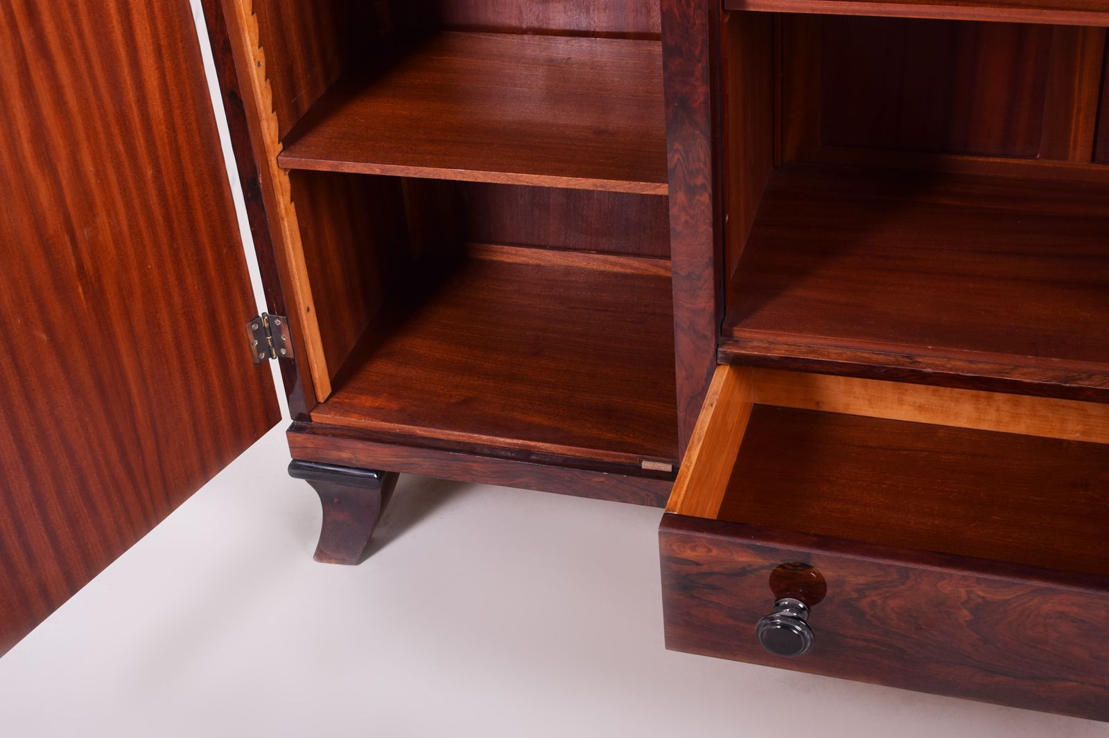 Cocobolo Cabinet, Restored To High Gloss Made In France By Jules Leleu, Art Deco. photo for sale