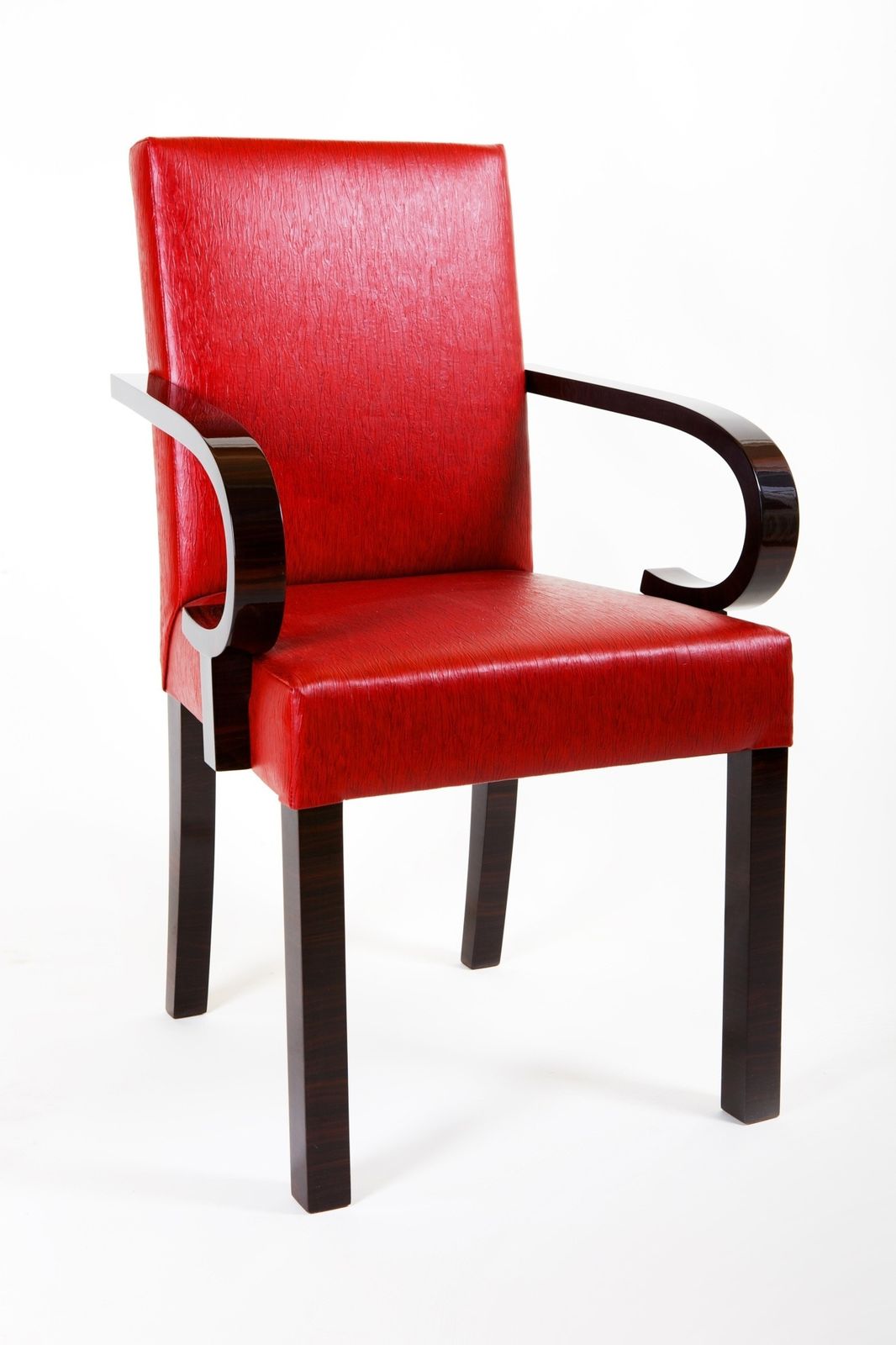 Red Leather Armchairs, Art Deco. Made In 1920s France. Designed By Dominique photo Furniture