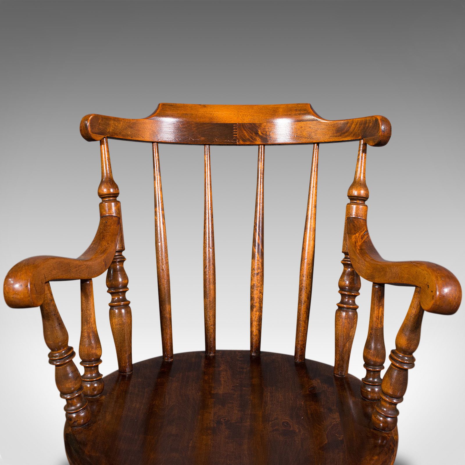 Antique Fireside Elbow Chair, English, Beech, Occasional Seat, C.1890 photo vinterior