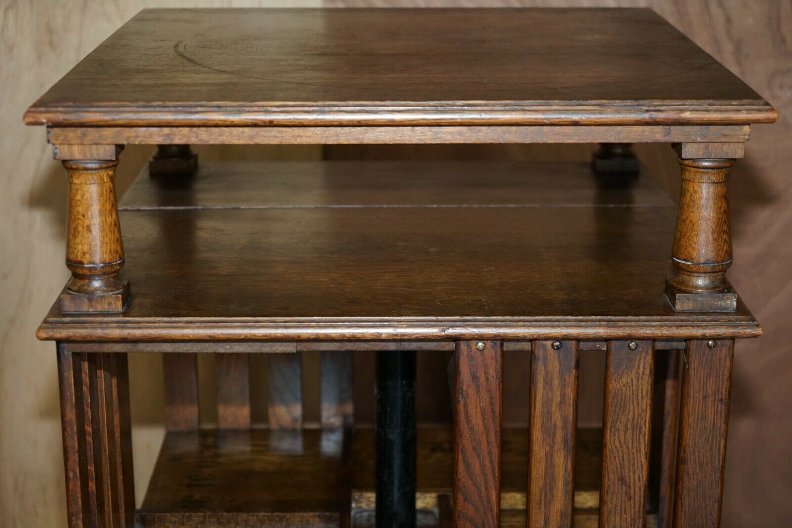 Very Large Circa 1880 Antique Victorian English Oak Revolving Bookcase Table photo vintage