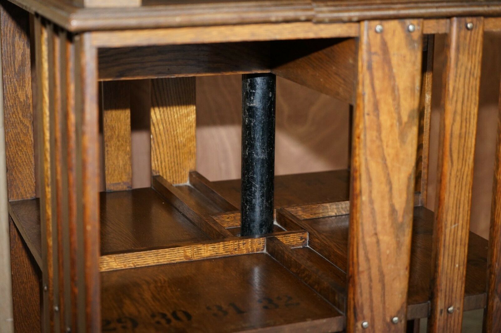 Furniture Very Large Circa 1880 Antique Victorian English Oak Revolving Bookcase Table photo