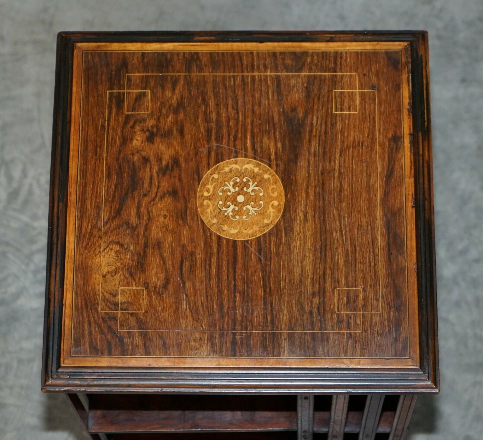 photo furniture Circa 1900 Edwardian Rosewood Revolving Bookcase Sheraton Inlaid Book Table