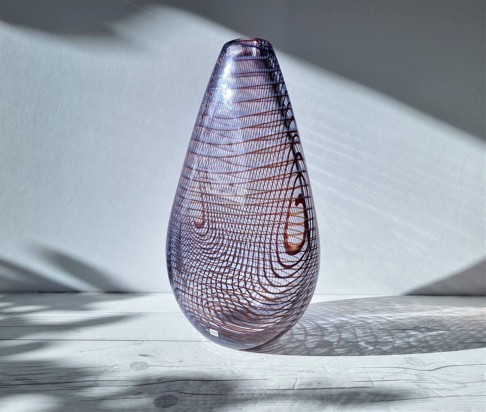 Kosta Boda In The Style Of Dreutler, Sculpted Optical Art Netted Teardrop Vase, Swedish, Rare photo furniture