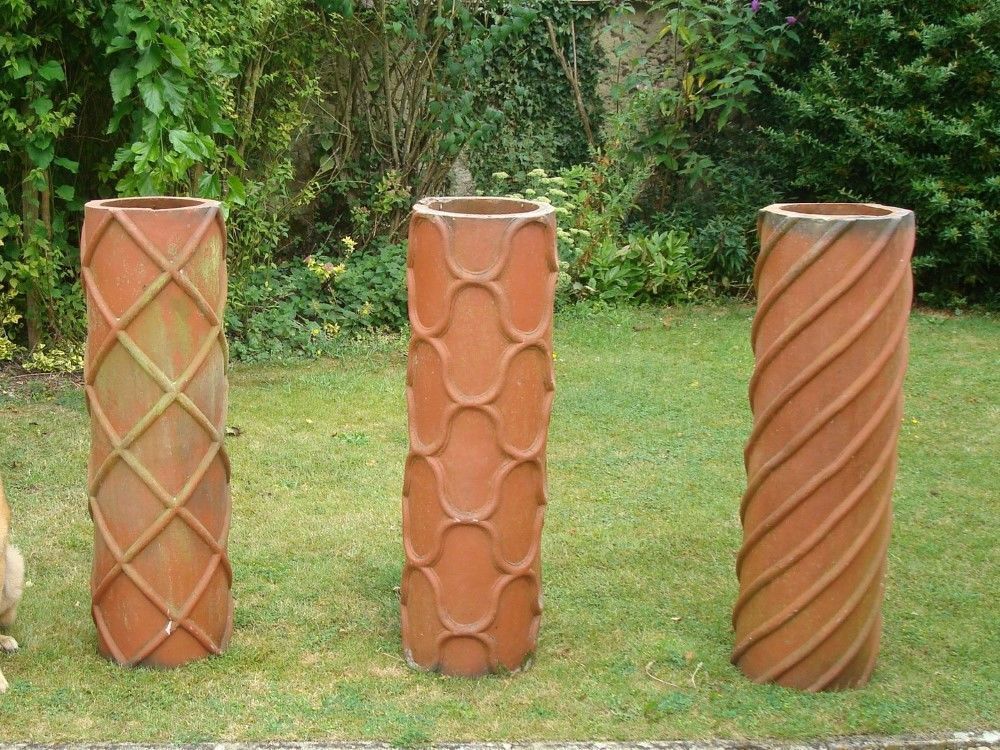 19th Century Trio Of Large Terracotta Chimney Pots photo buy