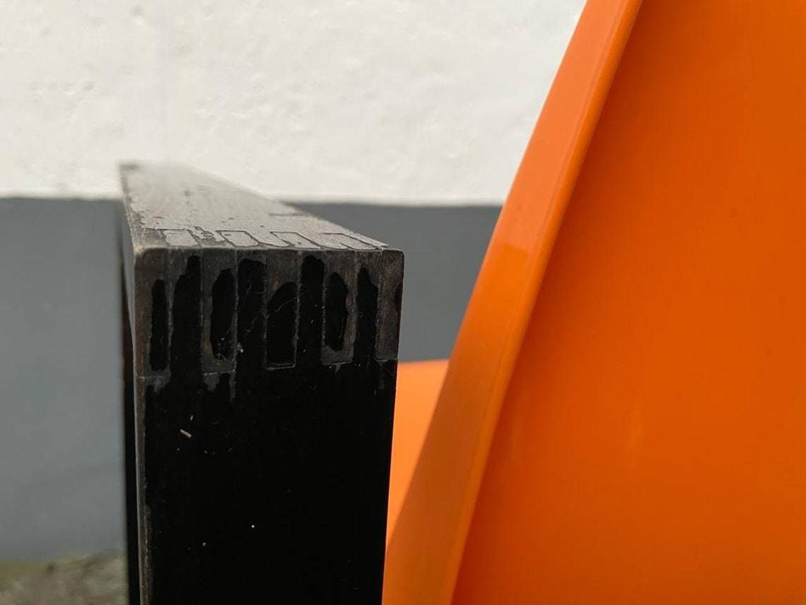 photo furniture Titlespace Age Orange Plastic Seat And Wood Frame Pair Of Chairs By Möbel Mann 1960s Germany
