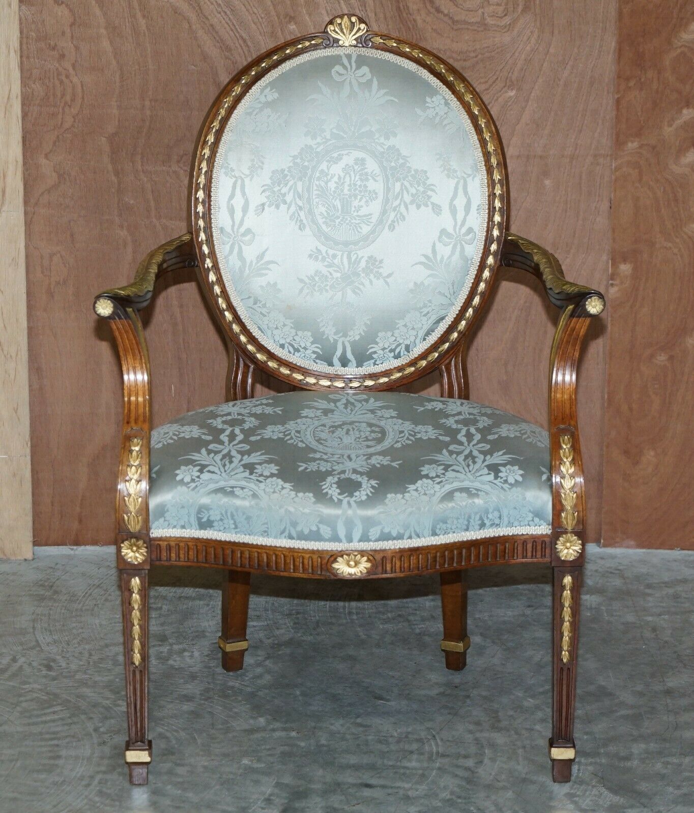 Stunning George Hepplewhite Style Mahogany Giltwood Georgian Armchair Circa 1900 photo furniture