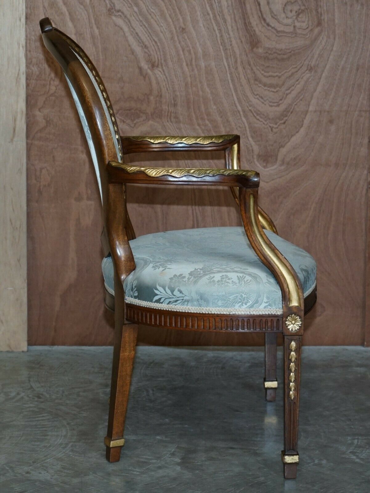 Furniture Stunning George Hepplewhite Style Mahogany Giltwood Georgian Armchair Circa 1900 photo