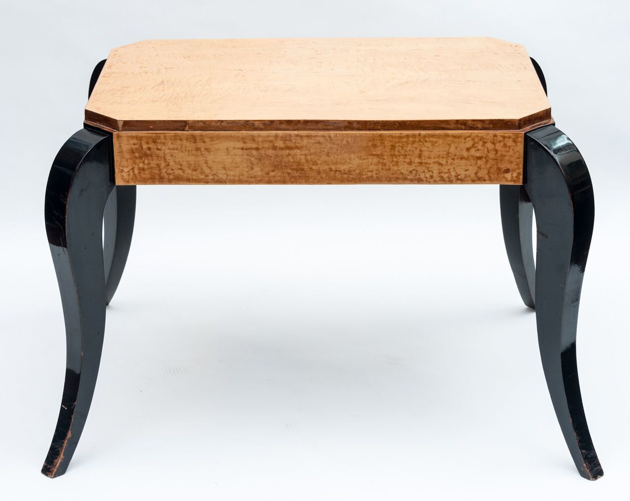 Art Deco Birds Eye Maple And Ebonised Center Table photo furniture