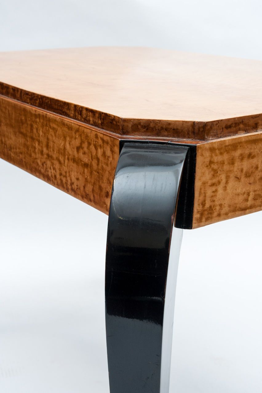 Art Deco Birds Eye Maple And Ebonised Center Table photo Furniture