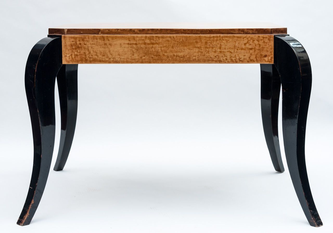 Art Deco Birds Eye Maple And Ebonised Center Table photo buy