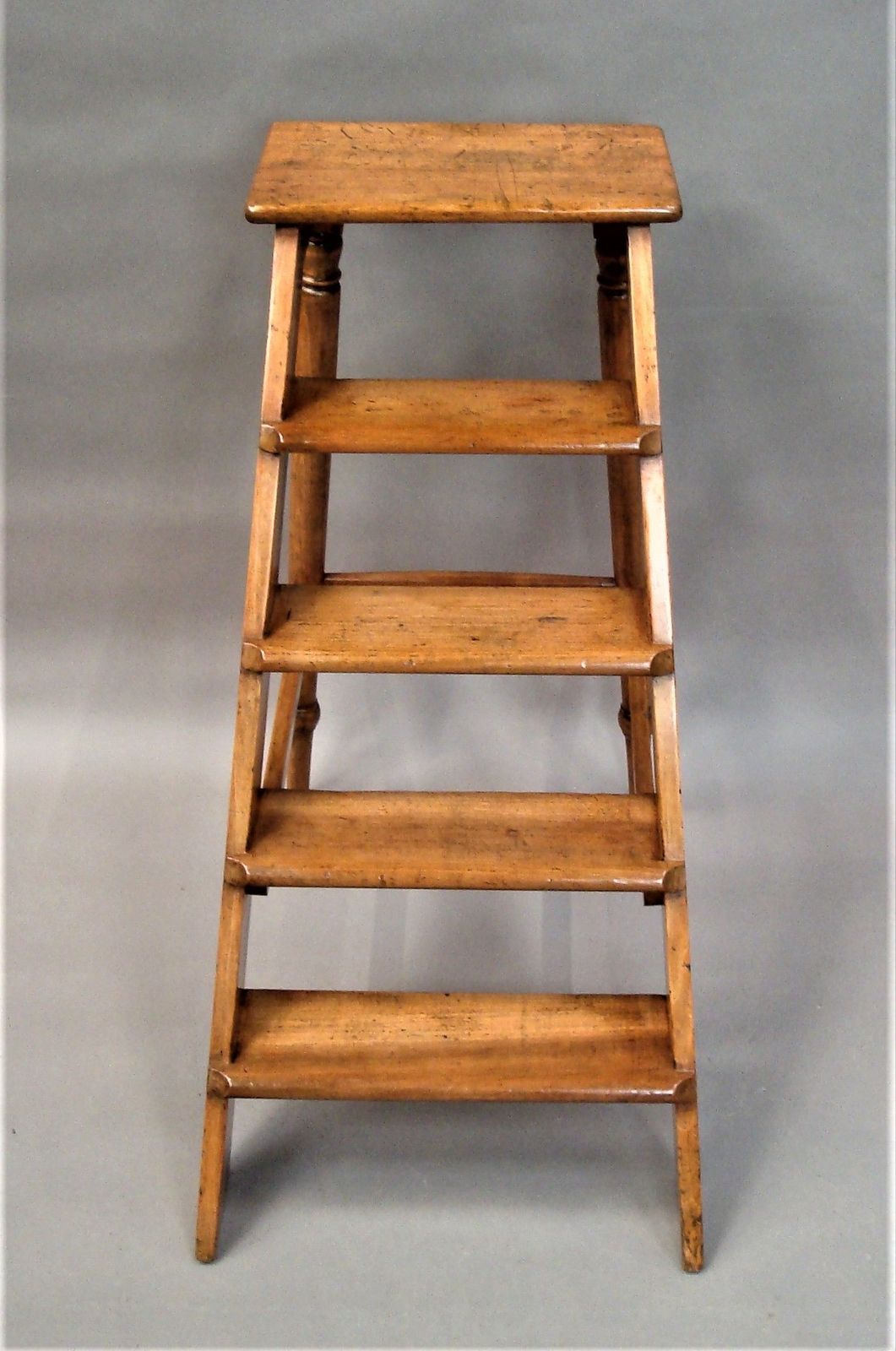 C19th English Set Of Fruitwood Library Steps photo vintage