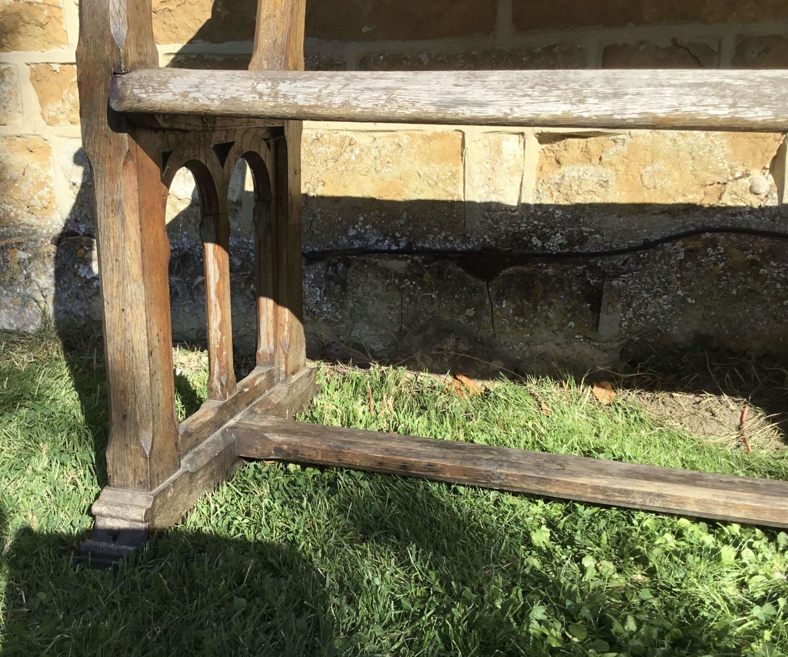 photo vinterior 19th Oak Orangery Bench / Garden Seat