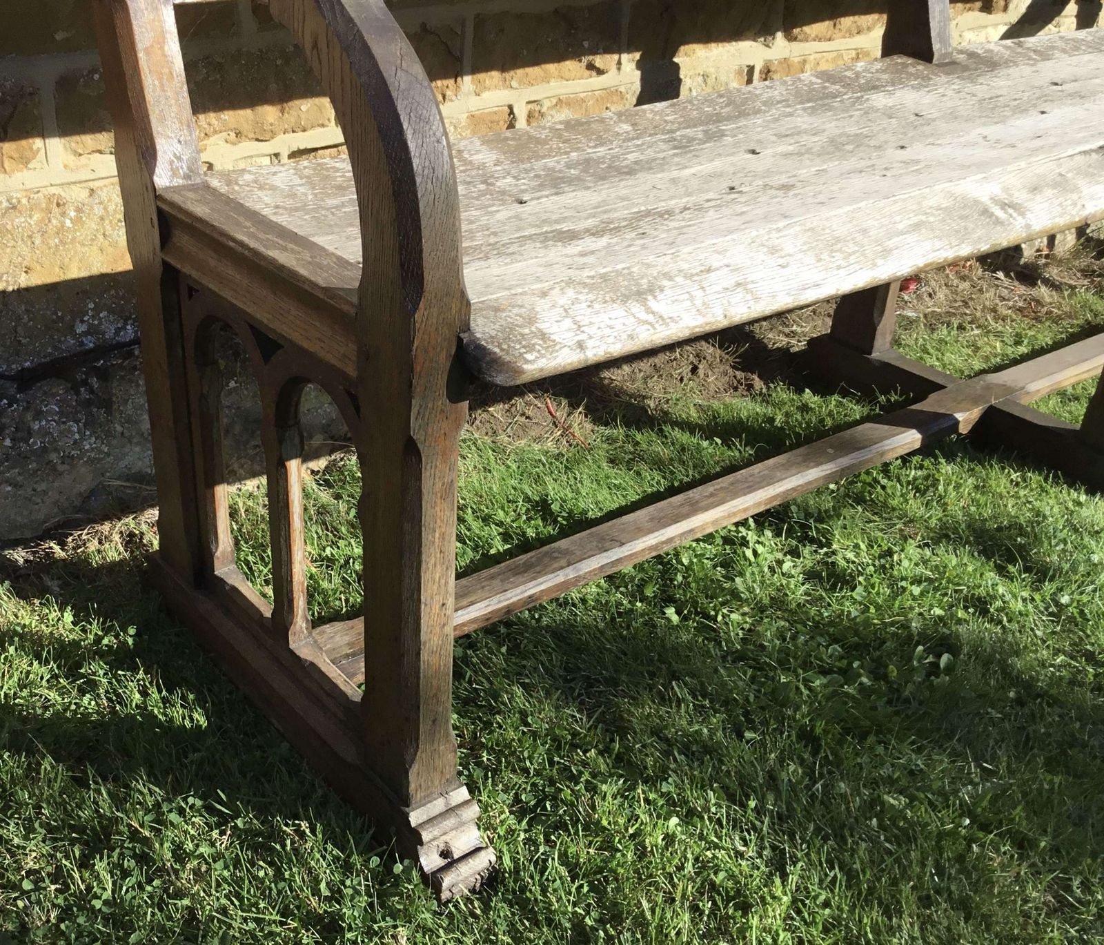 photo buy 19th Oak Orangery Bench / Garden Seat