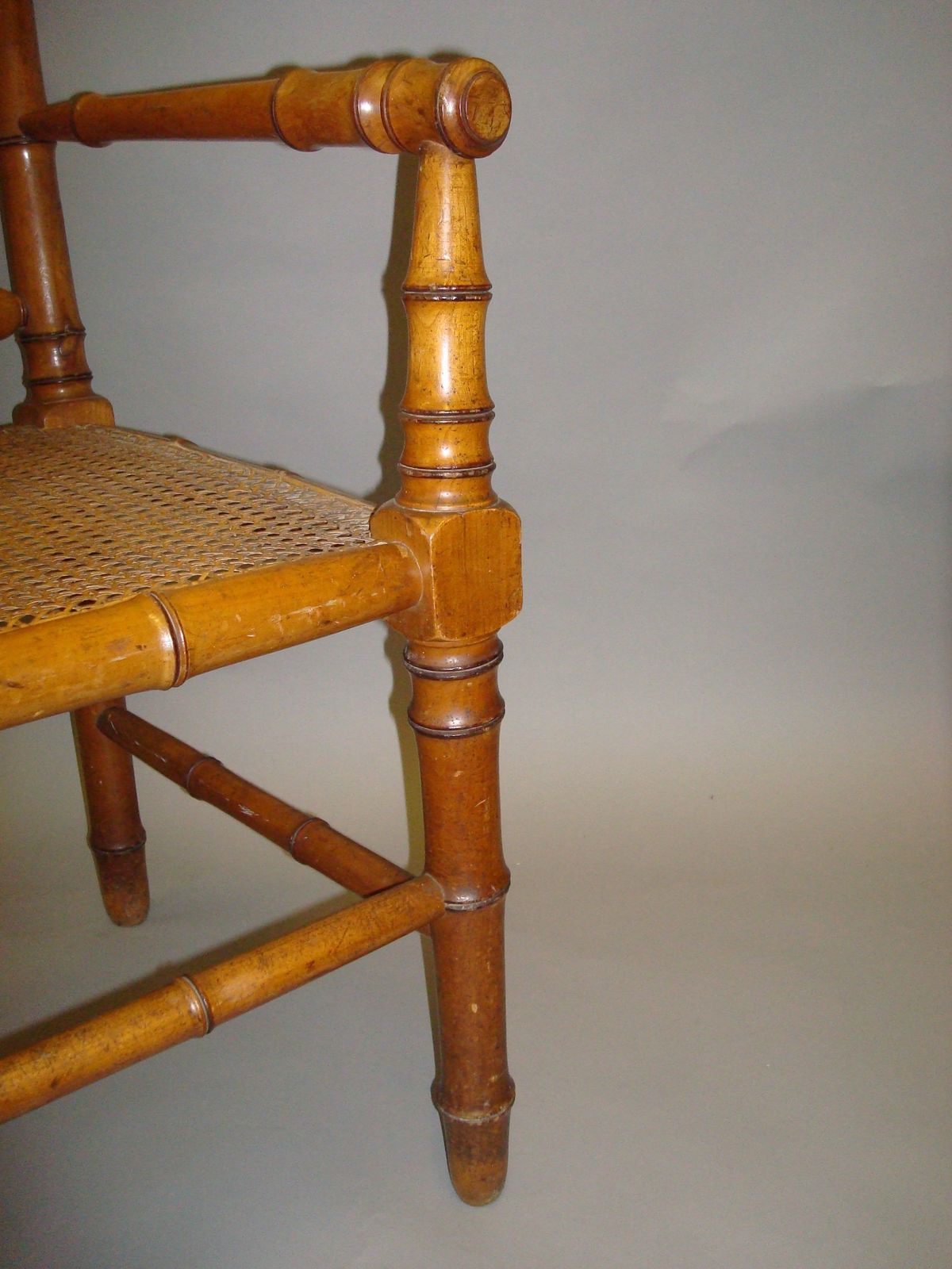 photo for sale C19th Cherrywood Faux Bamboo Settee
