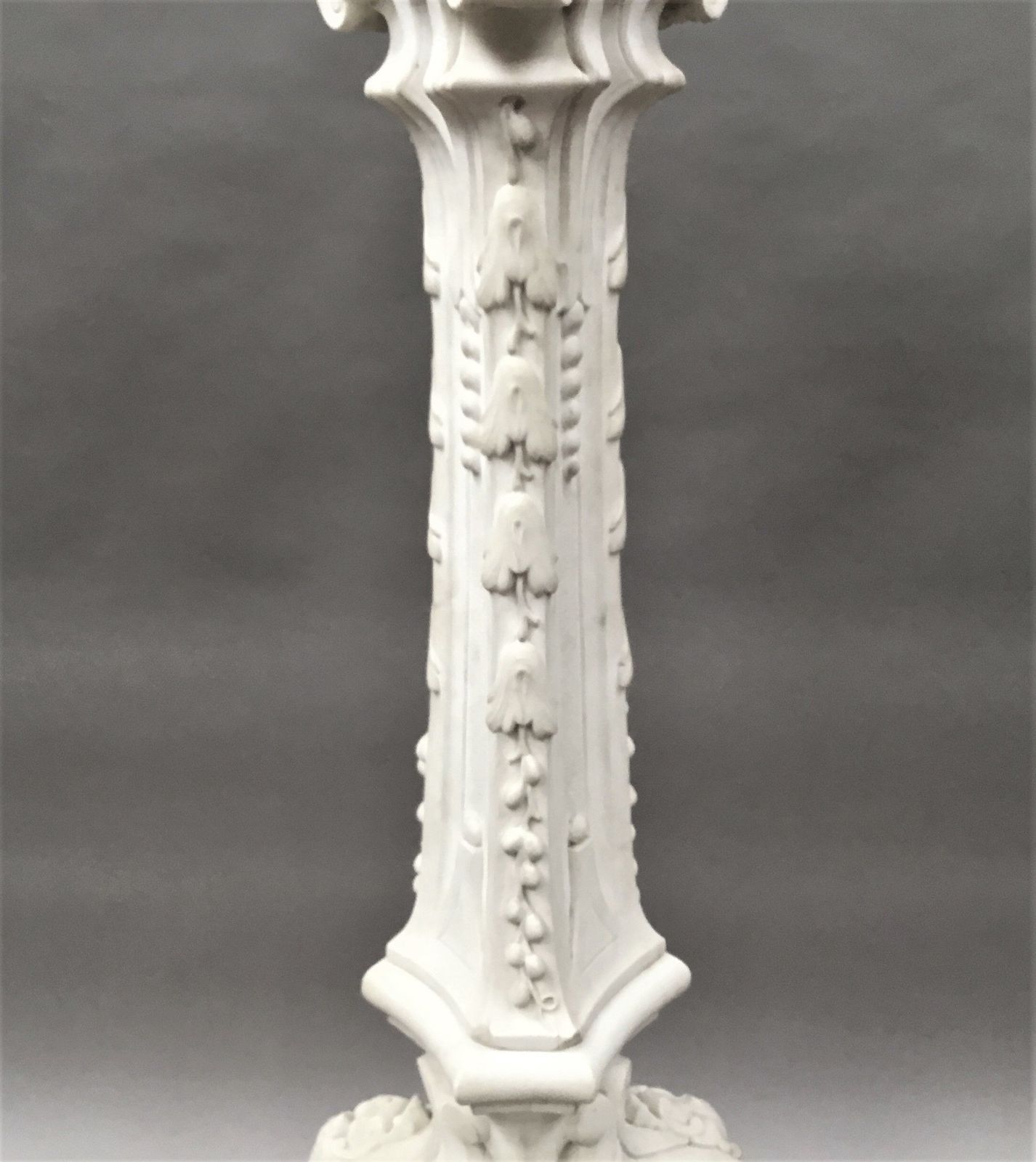 C19th Italian Carved 'Carrara' Marble Torchere Stand photo vintage