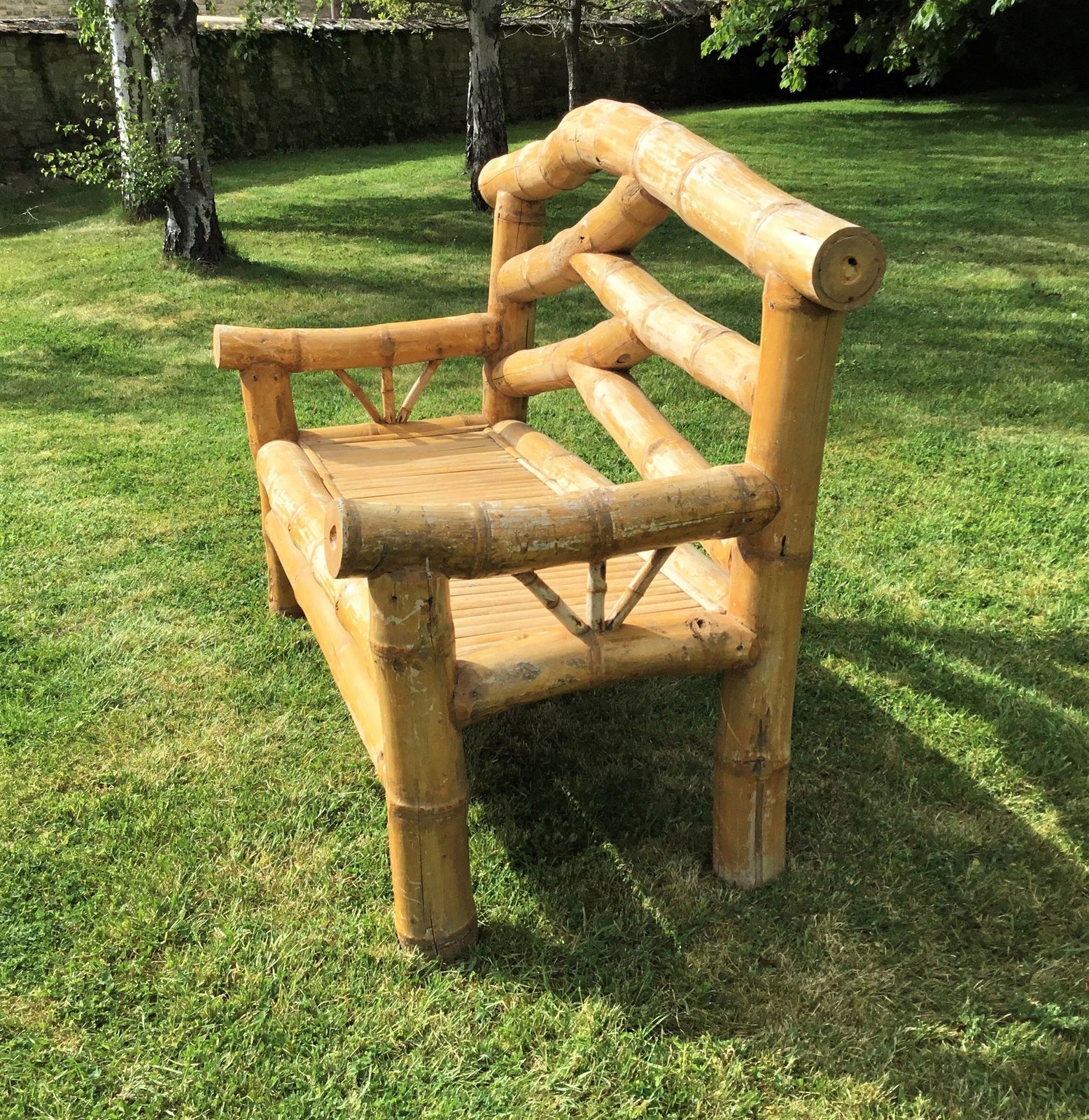 C20th Bamboo Garden Seat / Conservatory Seat photo for sale