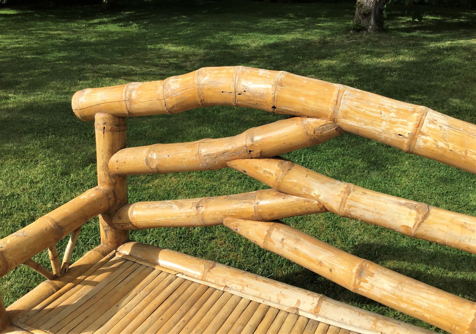 C20th Bamboo Garden Seat / Conservatory Seat photo Garden Furniture