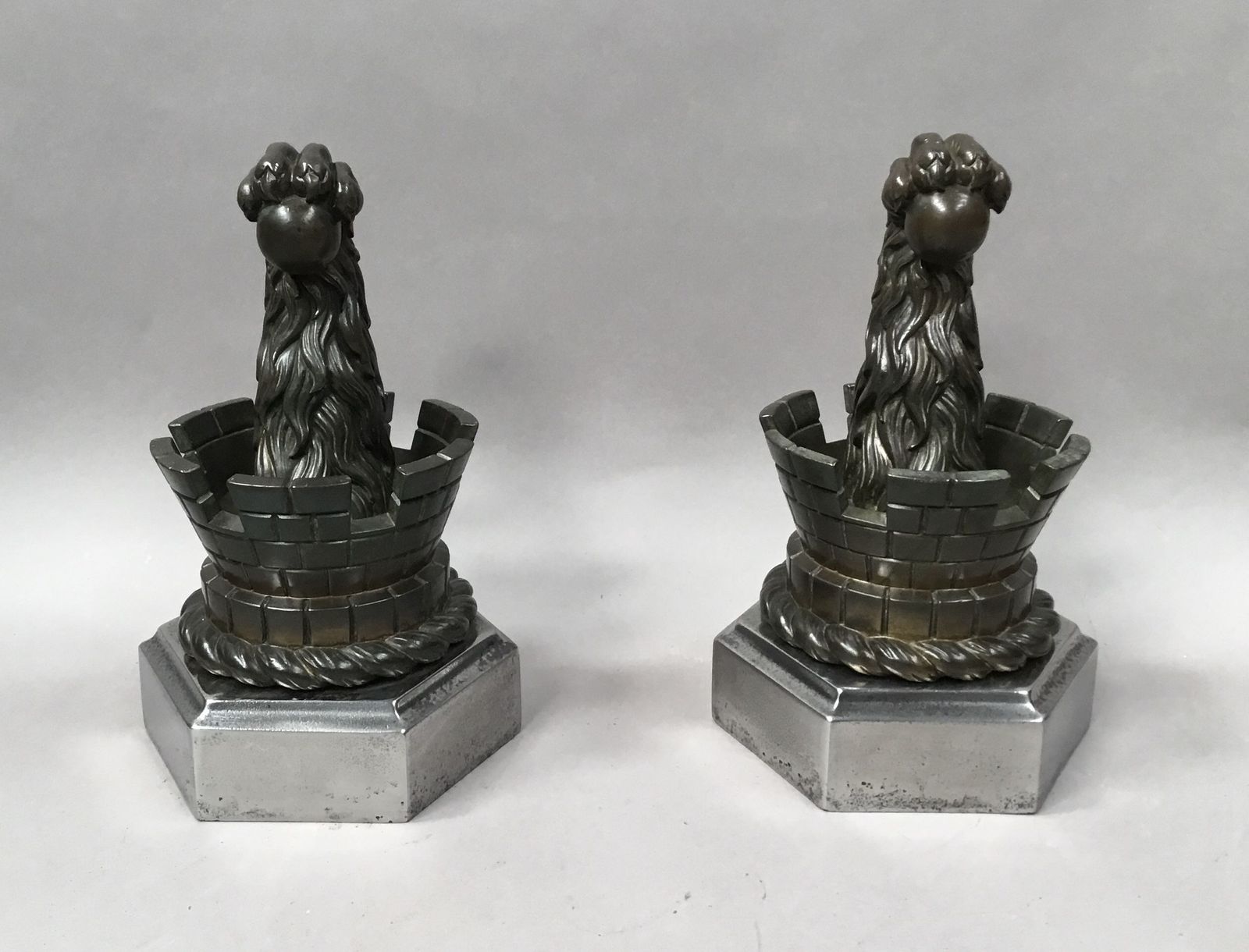 19th Pair Of Bronze Door Stops / Door Porters Or Andirons