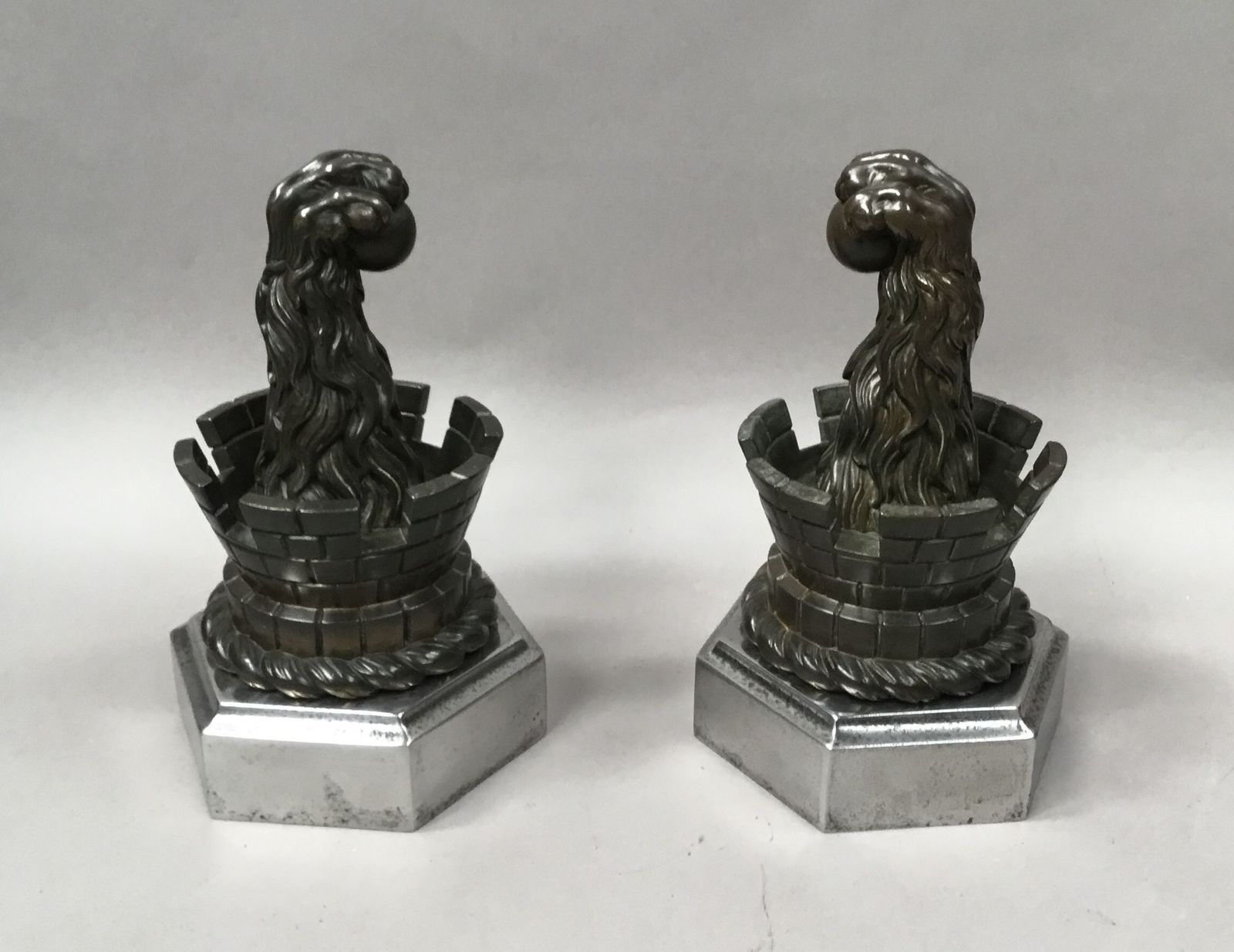 19th Pair Of Bronze Door Stops / Door Porters Or Andirons photo vintage