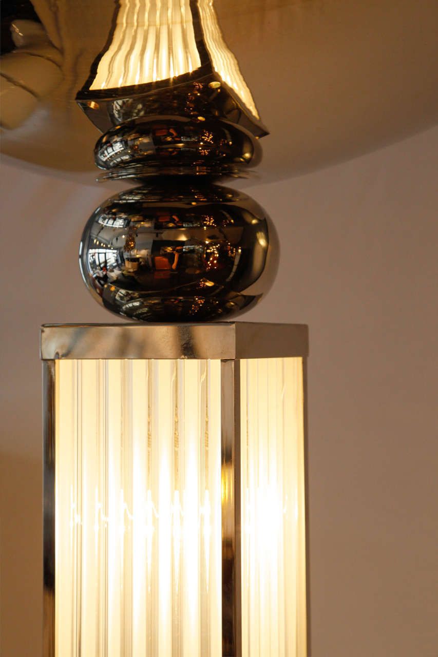 Pair Of Glass And Metal Art Deco Torchers In The Spirit Of Petitot 1930s photo Lighting