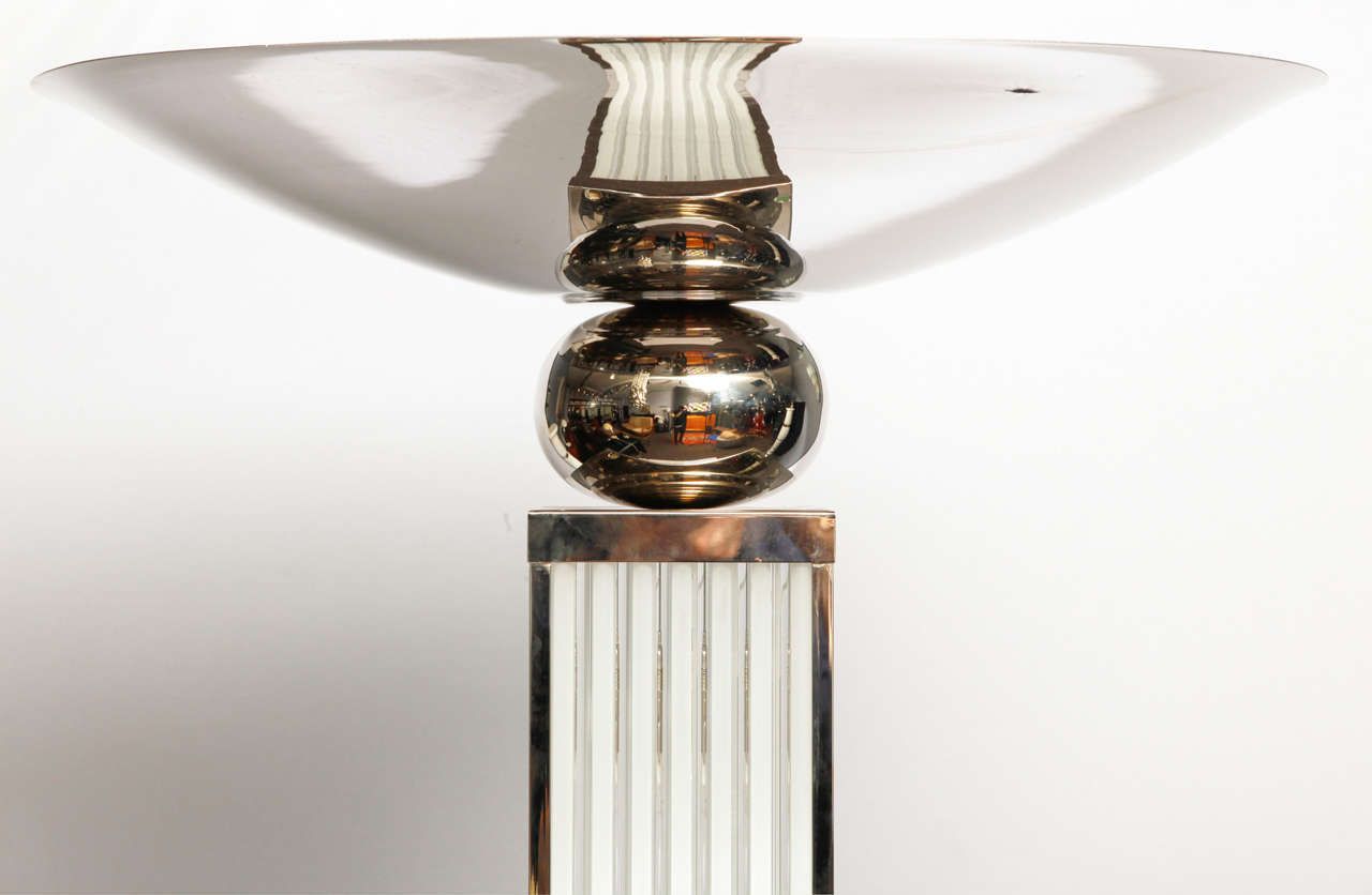 photo for sale Pair Of Glass And Metal Art Deco Torchers In The Spirit Of Petitot 1930s