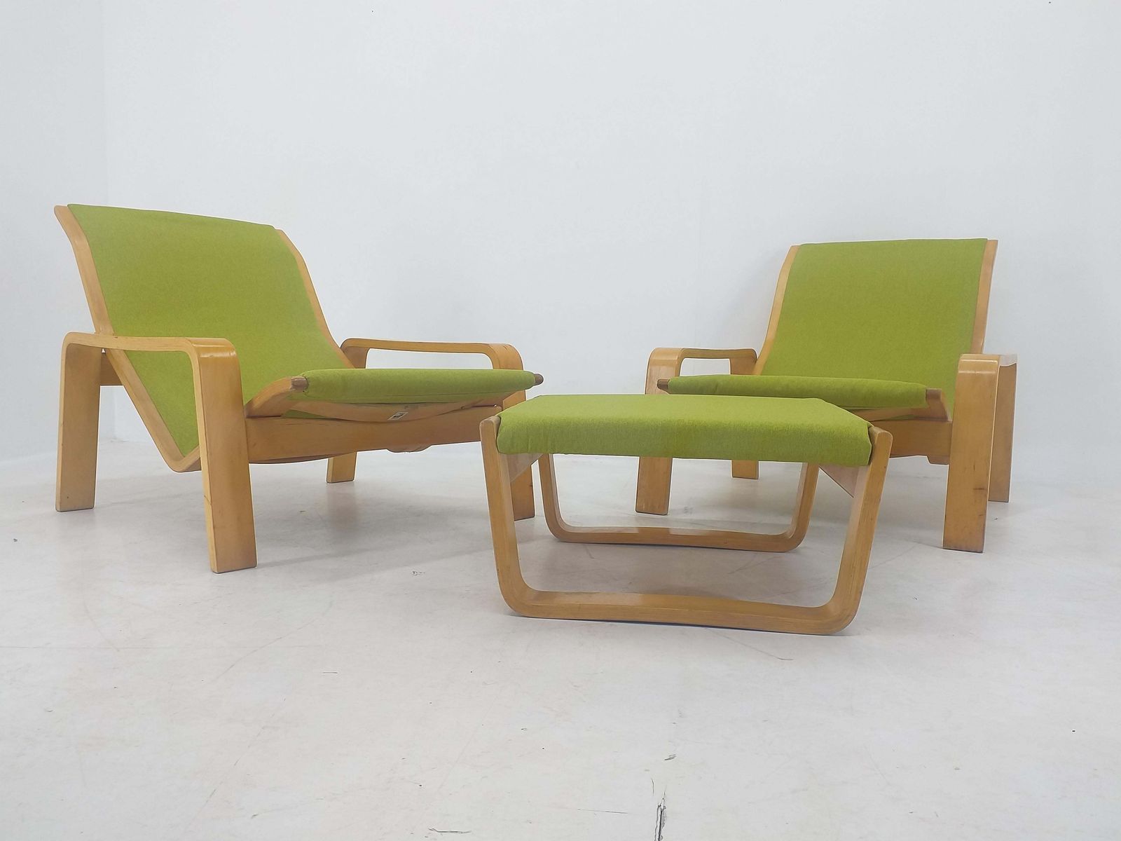 Pair Of Lounge Chairs Pulkka, Ilmari Lappalainen For Asko, Finland, 1970s photo vintage