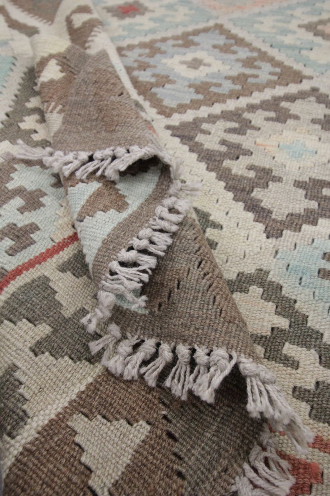 Traditional Wool Kilim Handmade Geometric Afghan Area Rug  104x141cm photo vintage