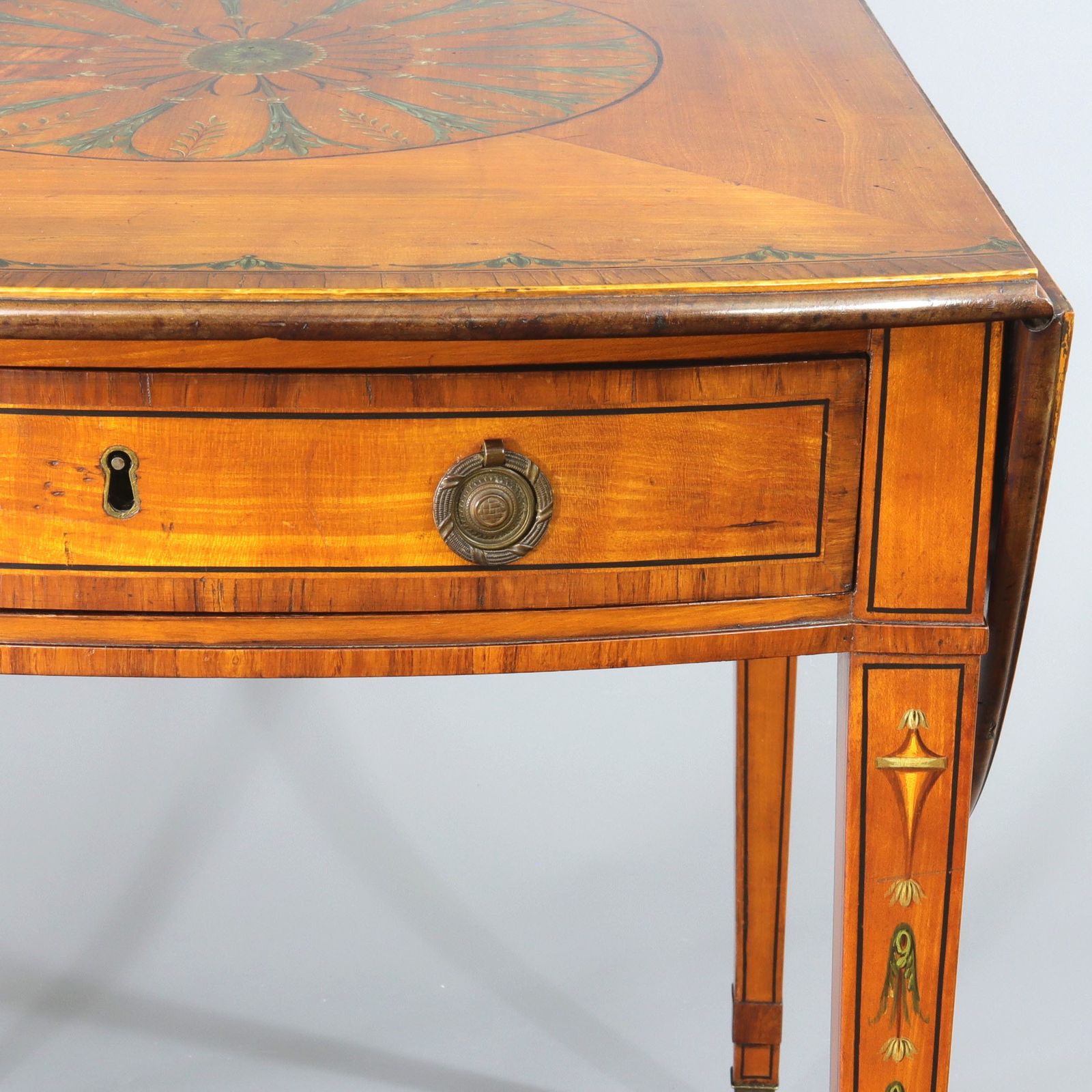 George III Satinwood And Kingwood Polychrome Painted Oval Pembroke Table C1790 photo 6795.0