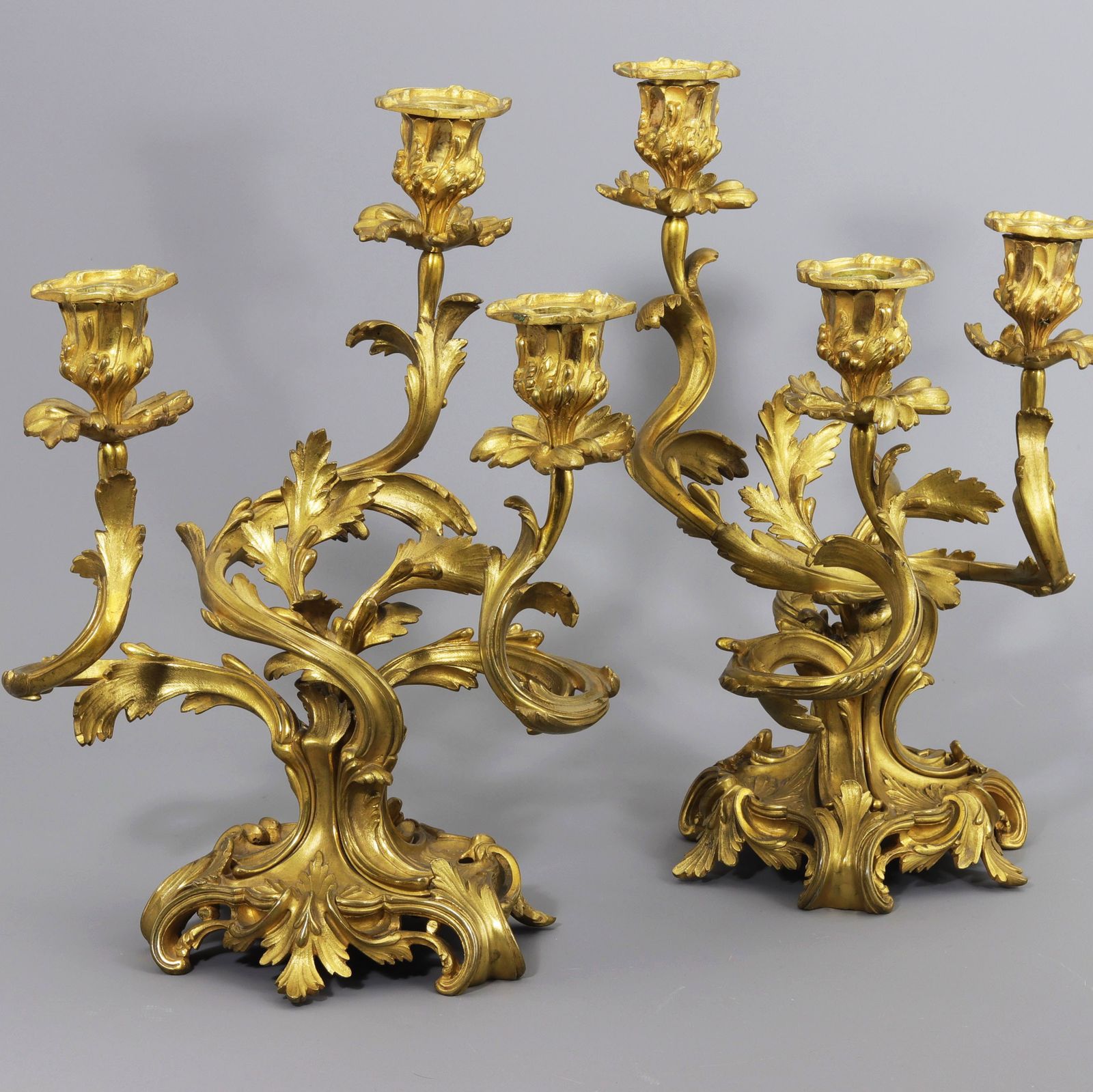 Home Decor French Gilt Bronze Striking Mantel Clock With Garniture By Vincenti & Cie C.1860 photo