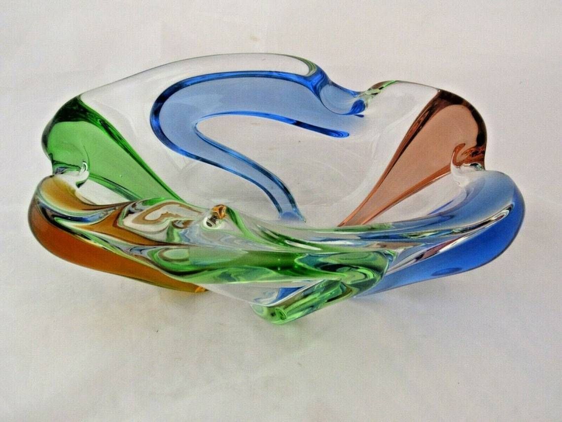 Huge Czech Bohemian Mstisov Rhapsody Glass Bowl Frantisek Zemek Xxl Rare 2.6kg