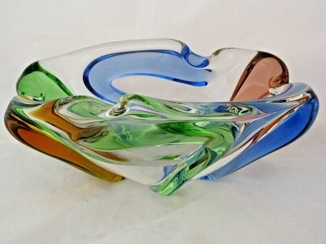Huge Czech Bohemian Mstisov Rhapsody Glass Bowl Frantisek Zemek Xxl Rare 2.6kg photo furniture