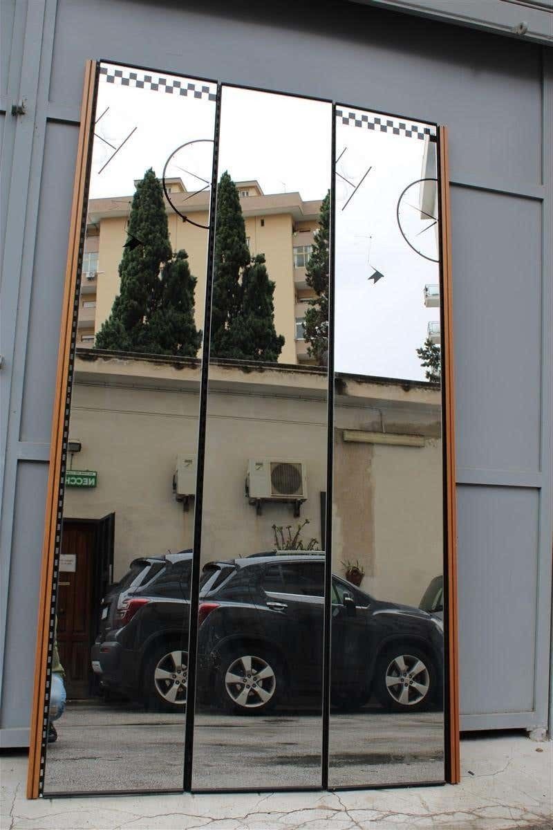 Rimadesio Wall Mirror Lucio Del Pezzo Italy 1980 Serigraphs Black And Wood photo Home Decor