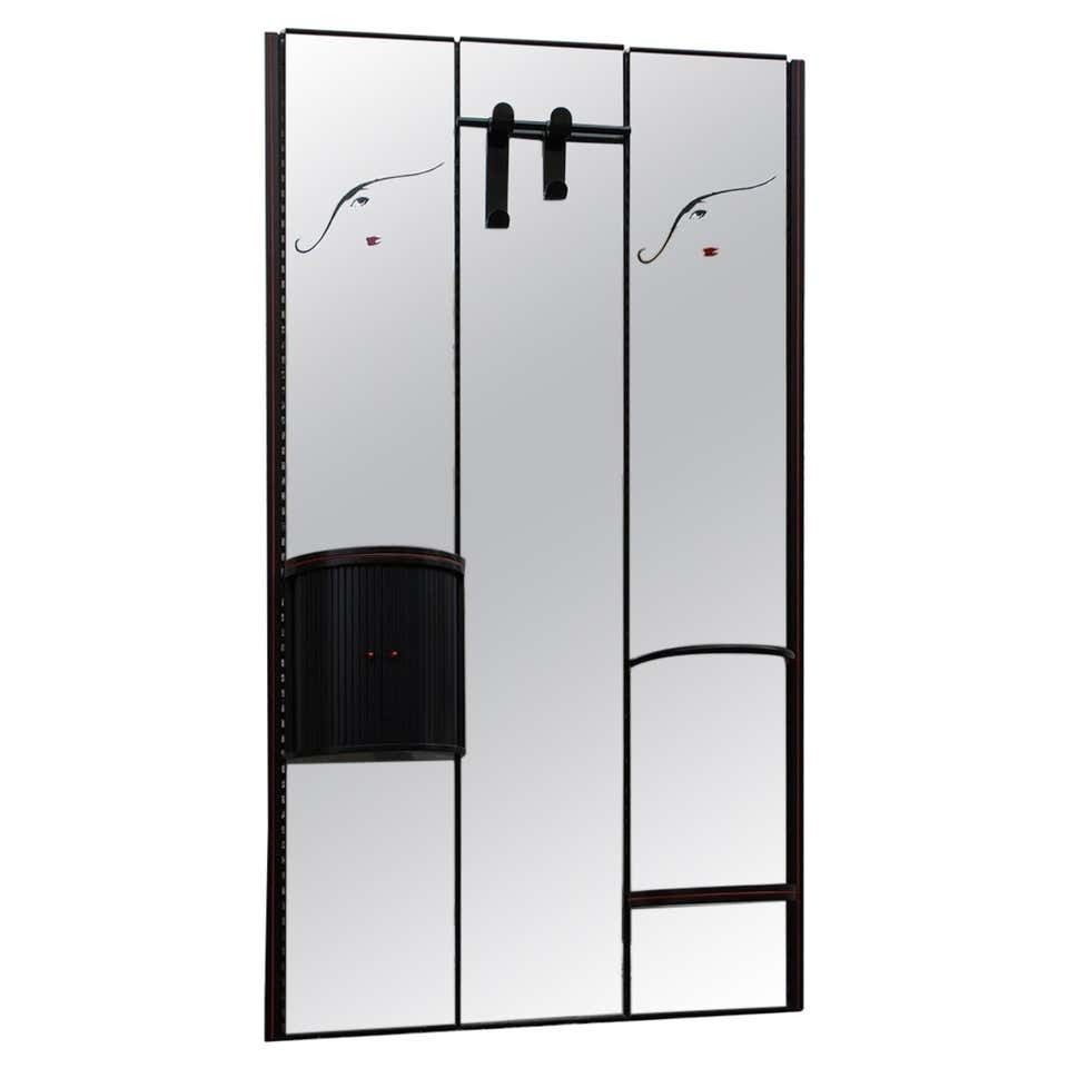 Rimadesio Wall Mirror Black Red Woman Lipstick Pop Art 1980s Lucio Del Pezzo