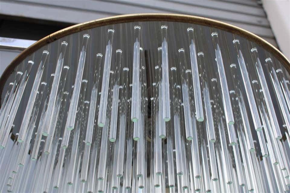 Sciolari Round Brass And Steel Minimal Chandelier Italian Design Crystall, 1960 photo Lighting