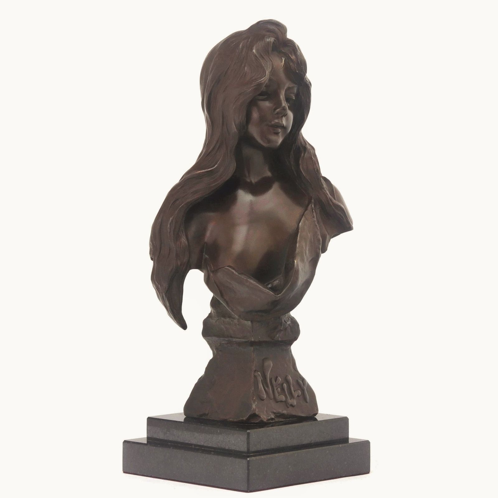 Art Nouveau Patinated Bronze Bust "Nelly" By Emmanuel Villanis C1890