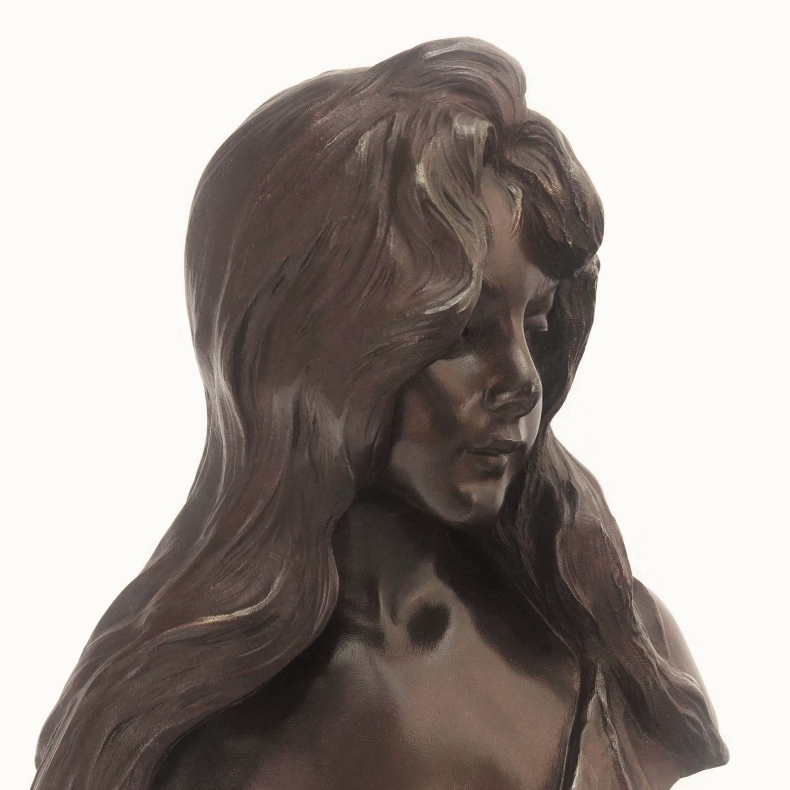 Art Nouveau Patinated Bronze Bust "Nelly" By Emmanuel Villanis C1890 photo furniture