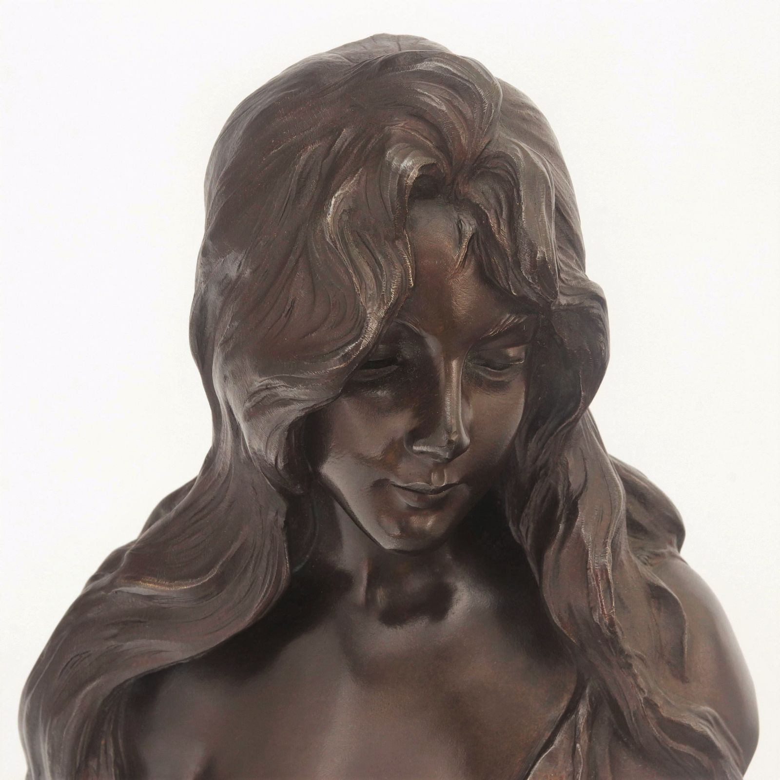 Art Nouveau Patinated Bronze Bust "Nelly" By Emmanuel Villanis C1890 photo Art