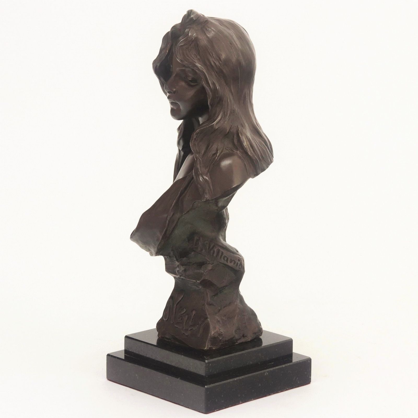 Art Nouveau Patinated Bronze Bust "Nelly" By Emmanuel Villanis C1890 photo 2795.0