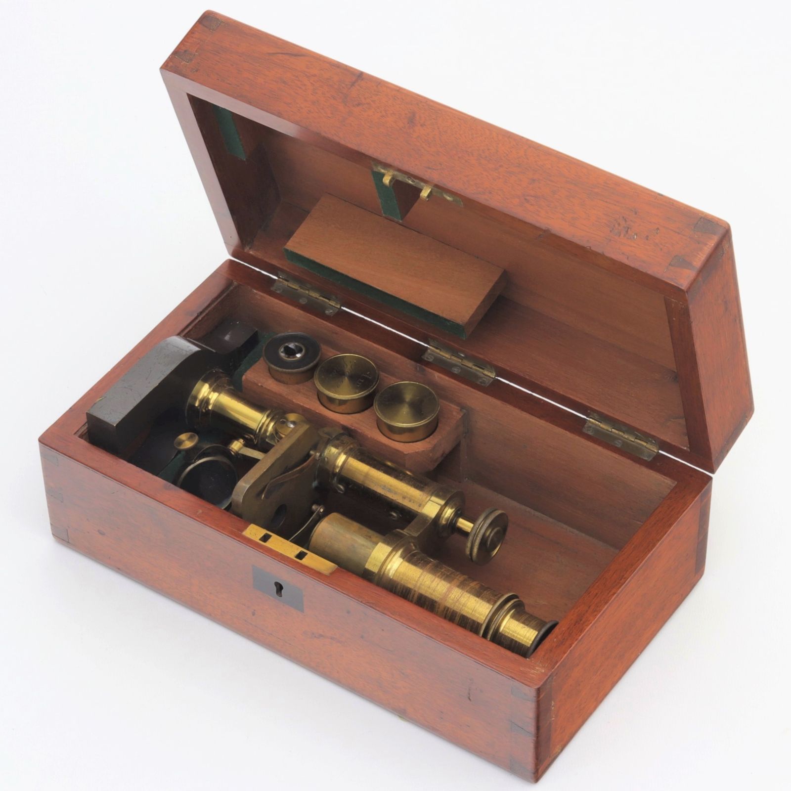 595.0 Mahogany Cased Brass Monocular Microscope By Baker Of London C1870 photo