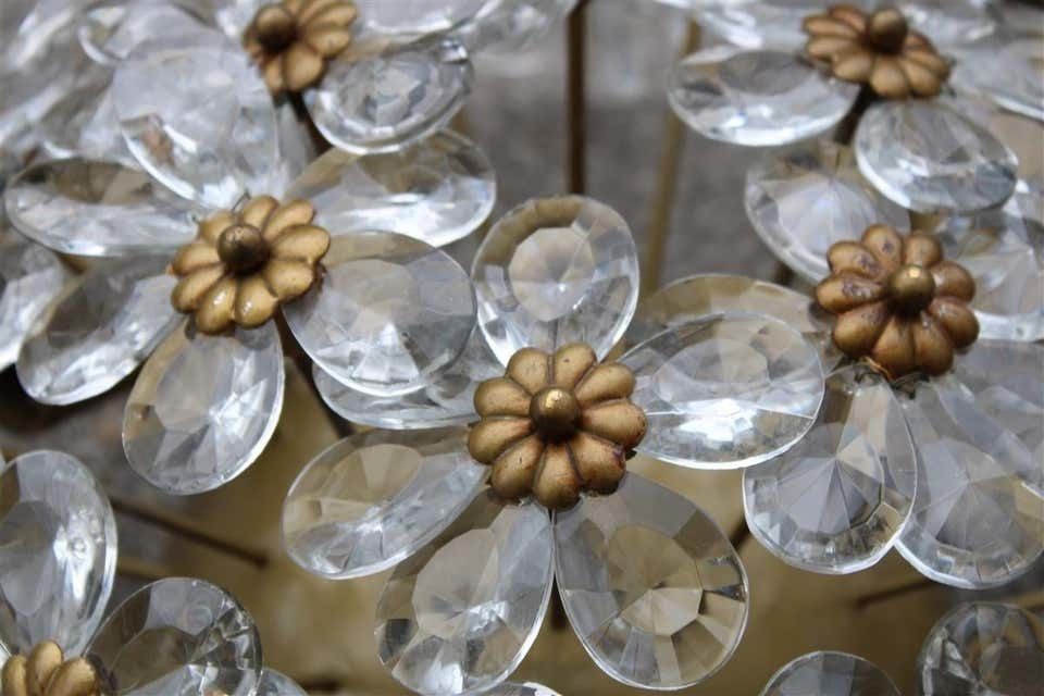 Round Pair Of Bouque Of Flowers In Crystal And Metal French Design, 1950s photo 1856.0