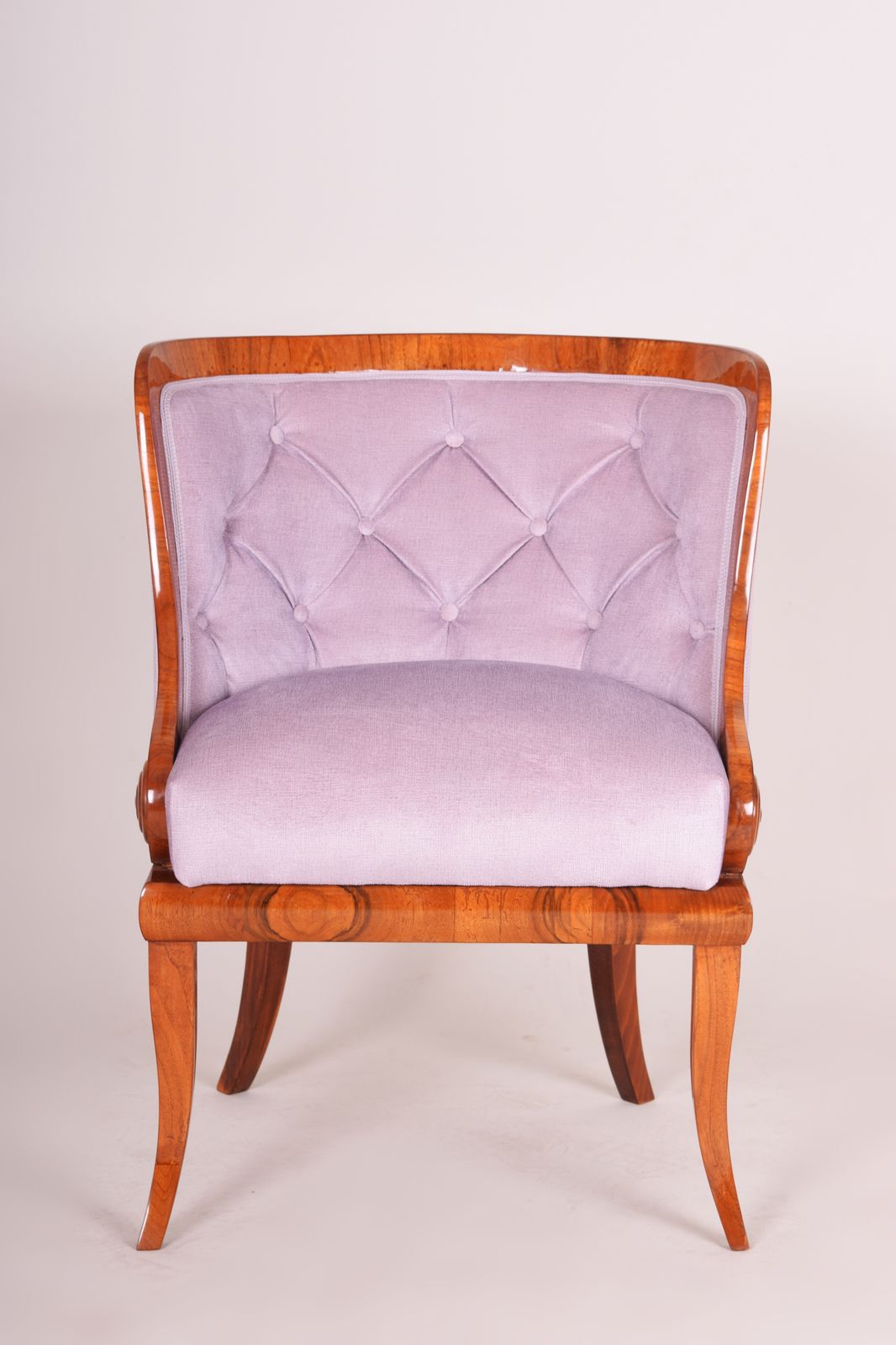 Brown And Pink Bohemian Armchair Made Out Of Walnut, 1820s, Biedermeier Style photo for sale