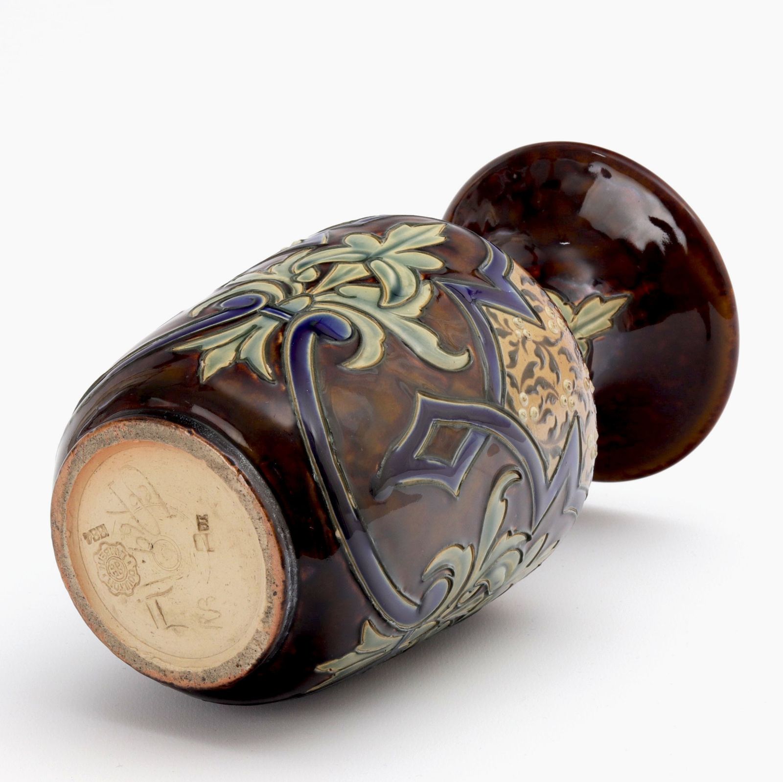 Doulton Lambeth Stoneware Art Nouveau Vase By Eliza Simmance 1884 photo vintage
