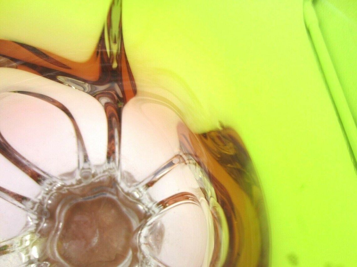 Beautiful Chribska Sommerso Style Art Glass Tulip Vase Vibrant Green And Orange photo for sale