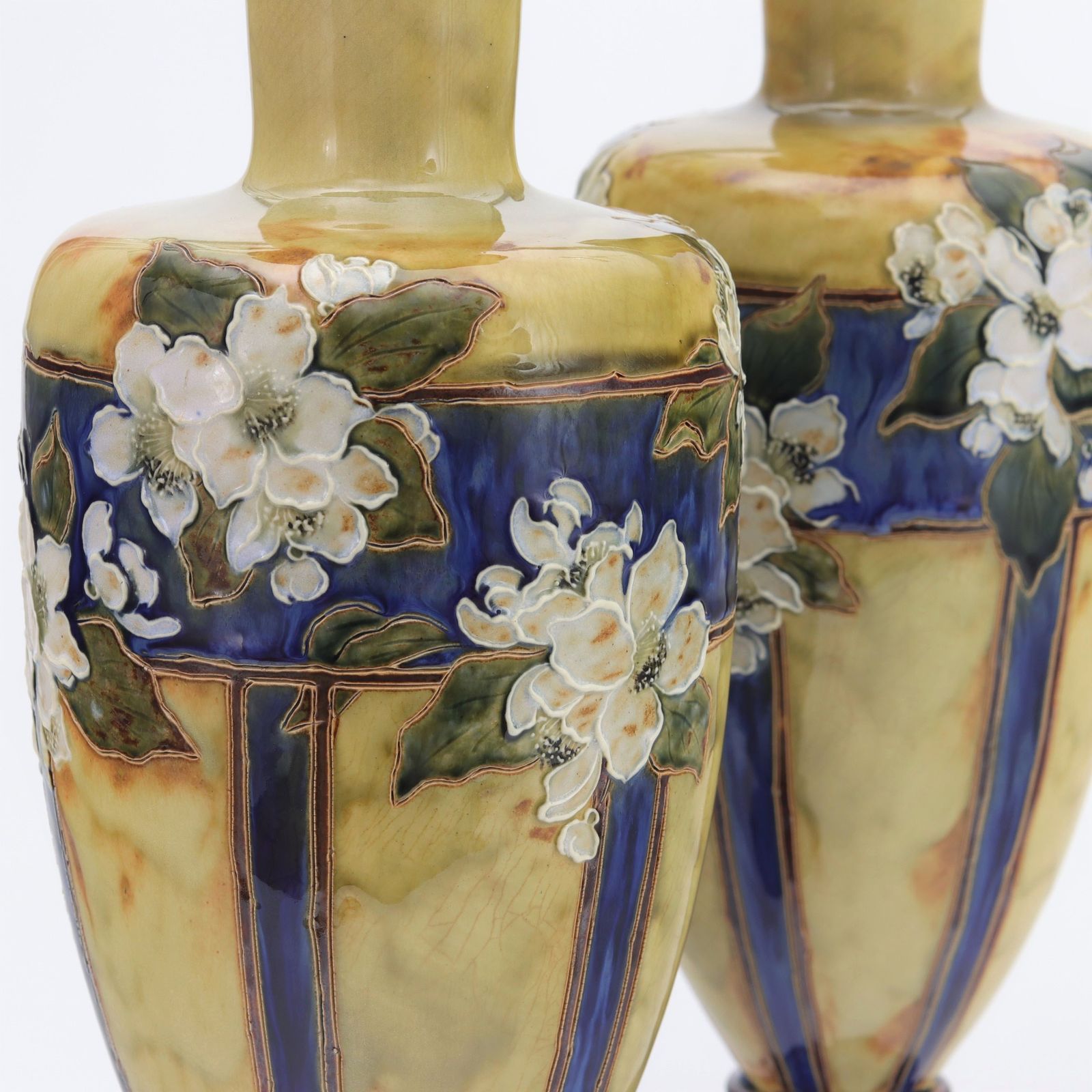 Pair Of Tall Royal Doulton Art Nouveau Vases By Eliza Simmance C1910 photo furniture