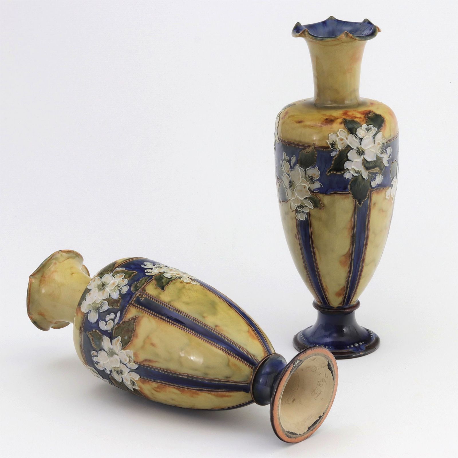 Pair Of Tall Royal Doulton Art Nouveau Vases By Eliza Simmance C1910 photo vinterior