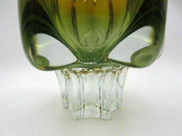 Sommerso Chribska Xxl Organic Footed Round Orange And Green Art Glass Bowl photo vinterior